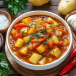 Vegetarisches Kartoffelgulasch mit Paprika First Image First Image