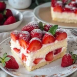 Bester Erdbeerkuchen vom Blech mit Puddingcreme First Image First Image